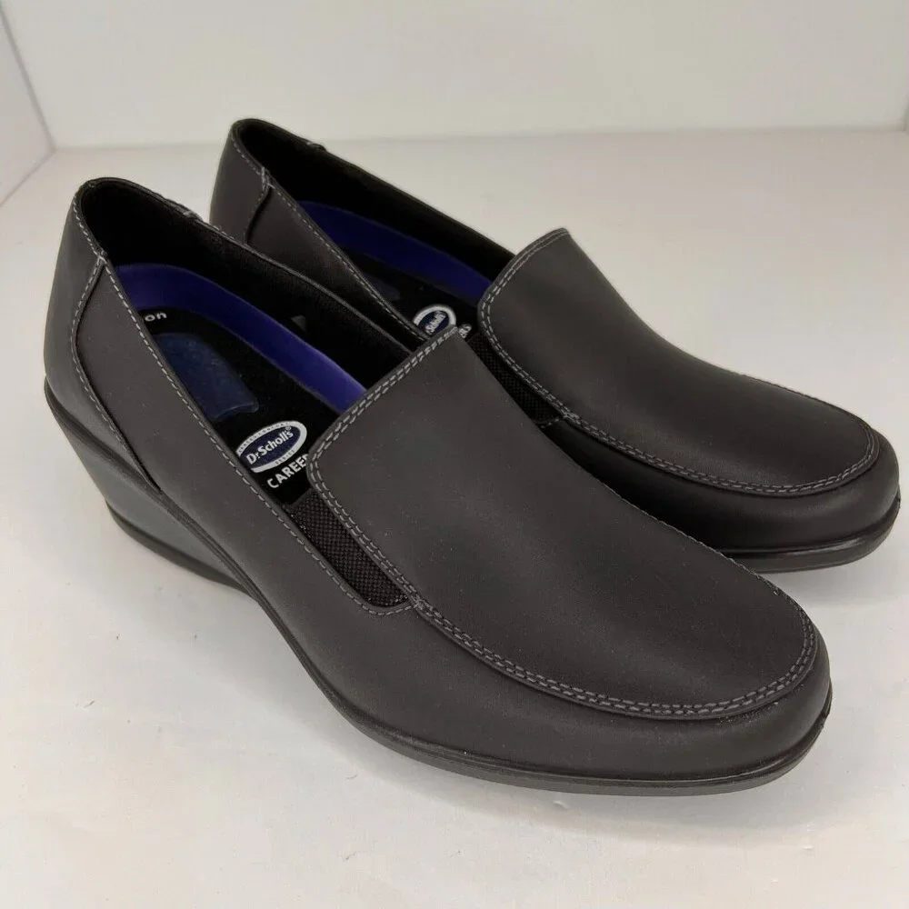 Dr. Scholls Womens 36120076 Black Gel Cushion Leather Size 7 Slip-On Shoes